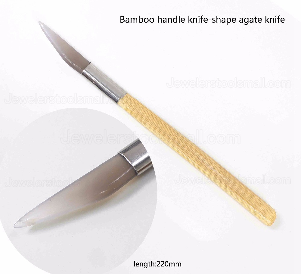 10Pcs Agate Burnisher Polishing Knife Edge With Bamboo Handle Jewelry Making Tools