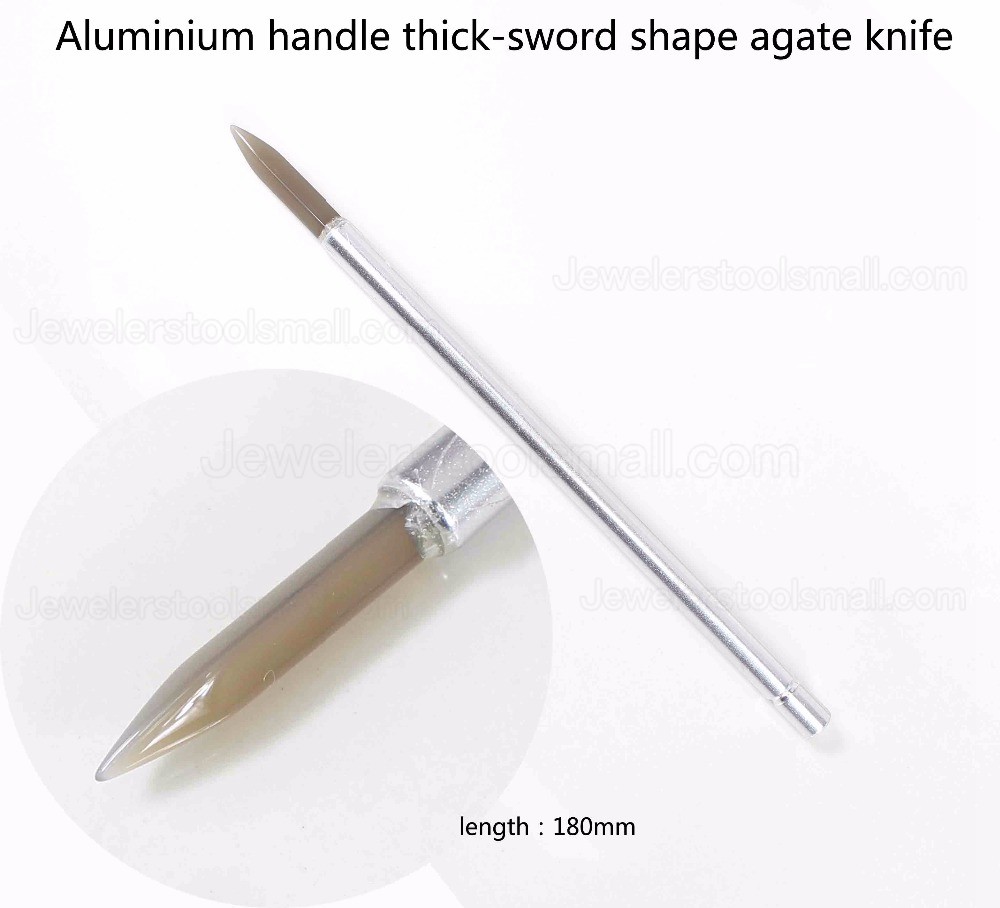 10Pcs Agate Burnisher Polishing Knife Edge With Bamboo Handle Jewelry Making Tools