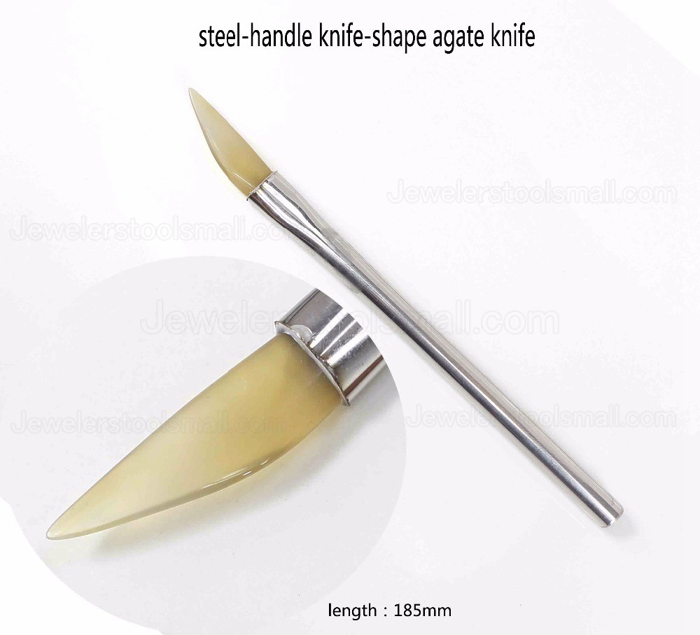 10Pcs Agate Burnisher Polishing Knife Edge With Bamboo Handle Jewelry Making Tools