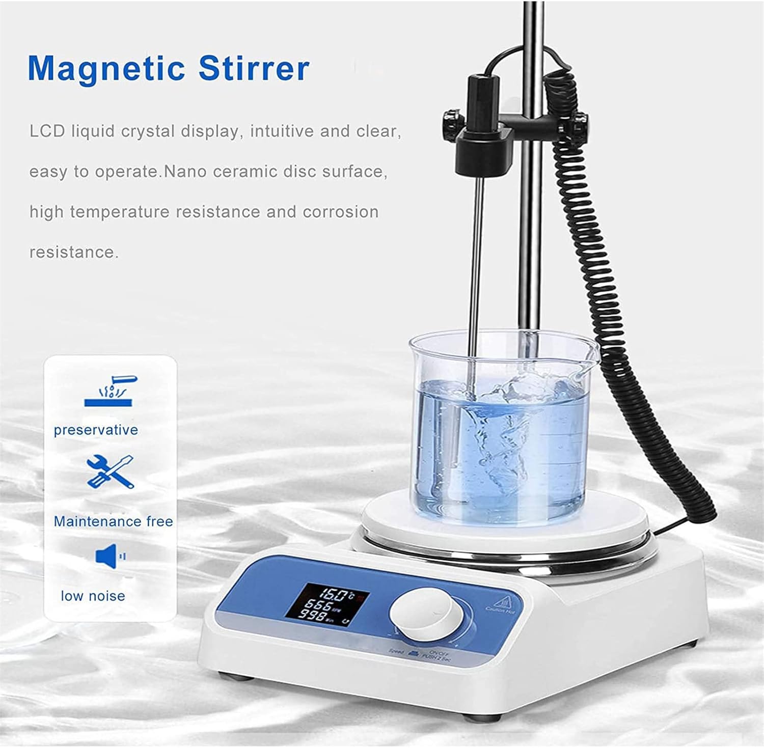520W 5L Mini Jewelry Magnetic Heating Mixer Plating Liquid  Heater Digital Display
