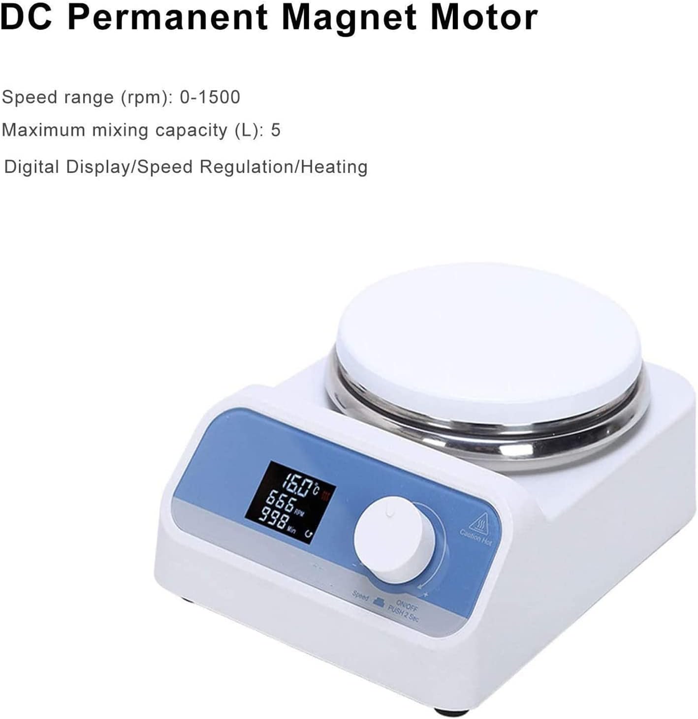 520W 5L Mini Jewelry Magnetic Heating Mixer Plating Liquid  Heater Digital Display