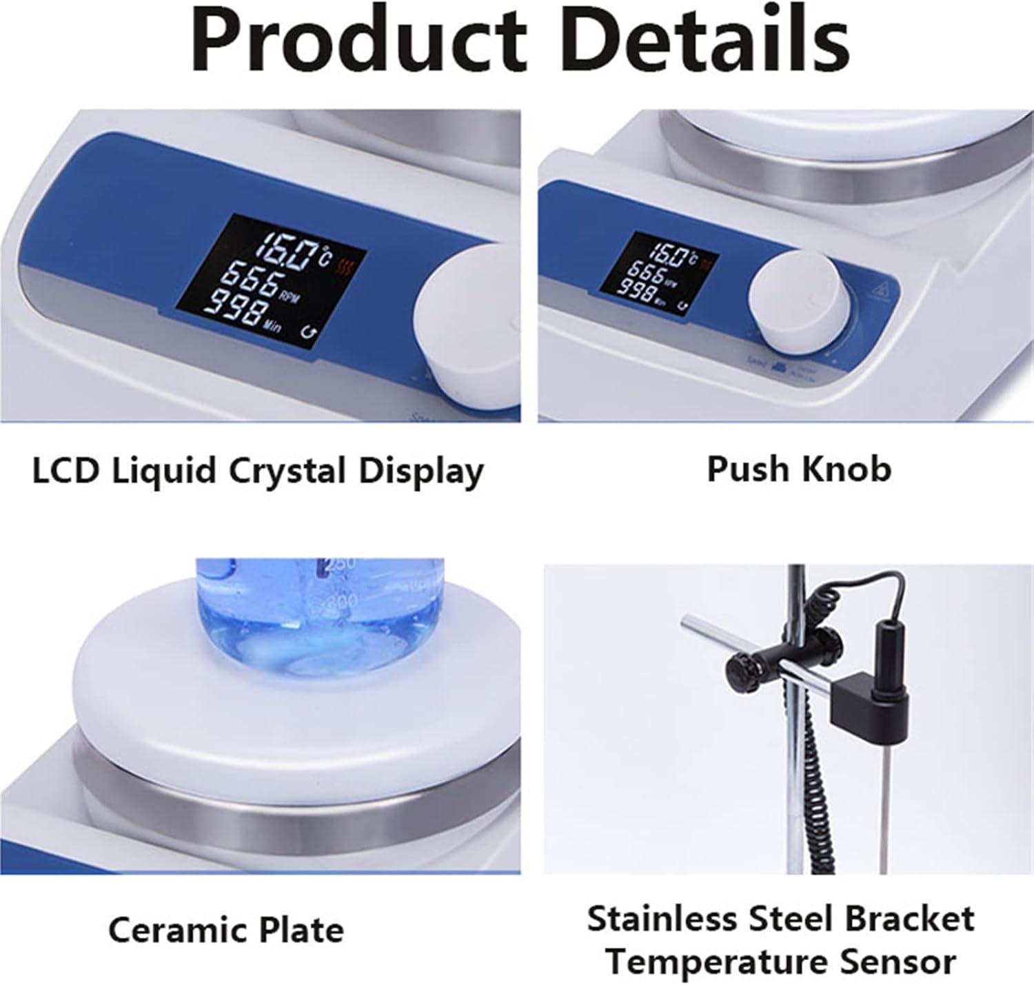 520W 5L Mini Jewelry Magnetic Heating Mixer Plating Liquid  Heater Digital Display