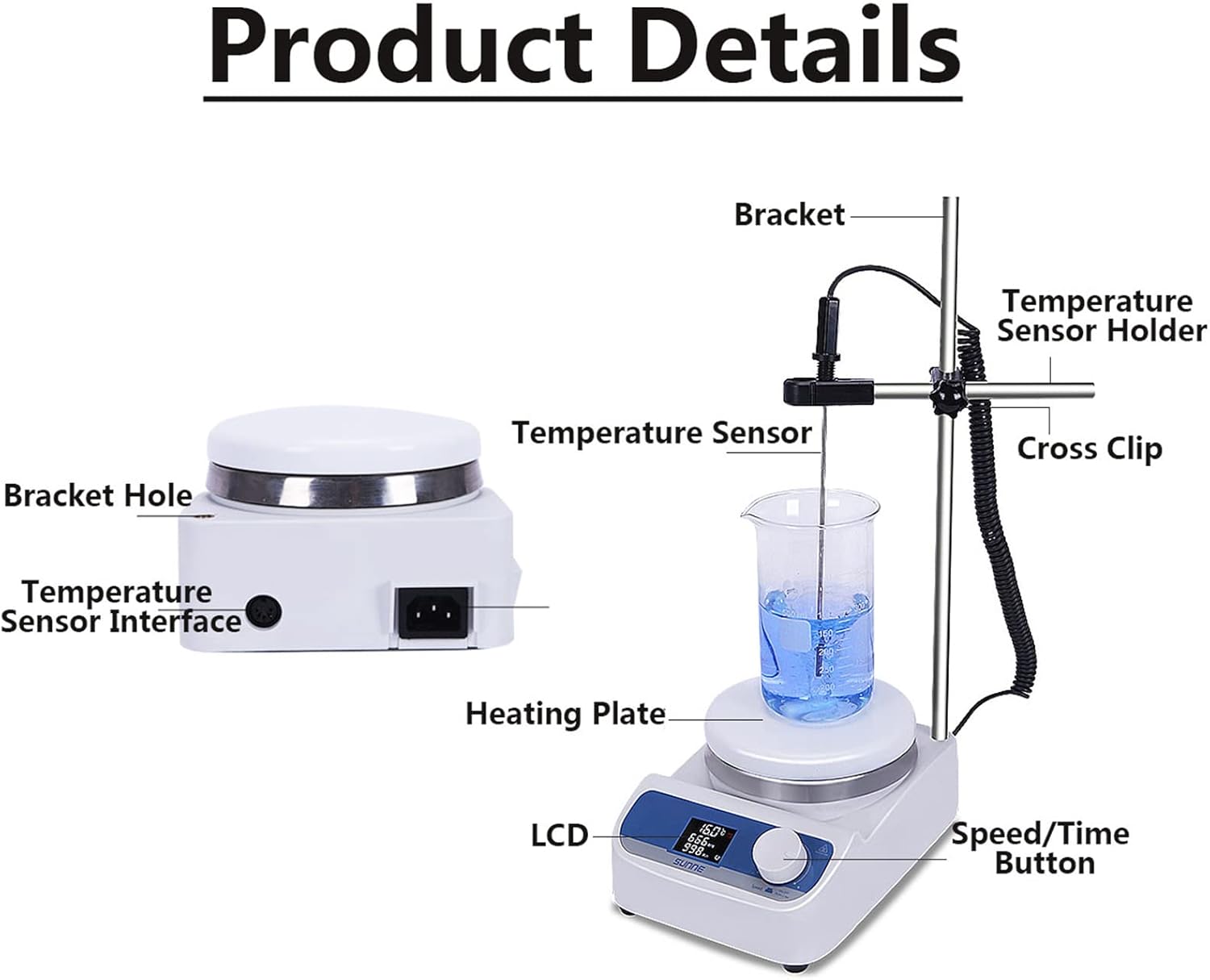 520W 5L Mini Jewelry Magnetic Heating Mixer Plating Liquid  Heater Digital Display