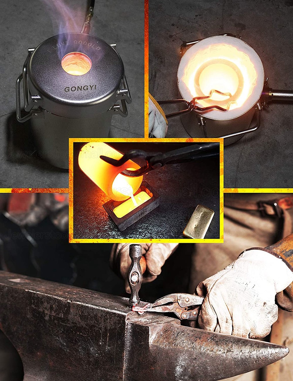 Stainless Steel Propane Metal Melting Furnace for Melting Gold Silver Copper Aluminum