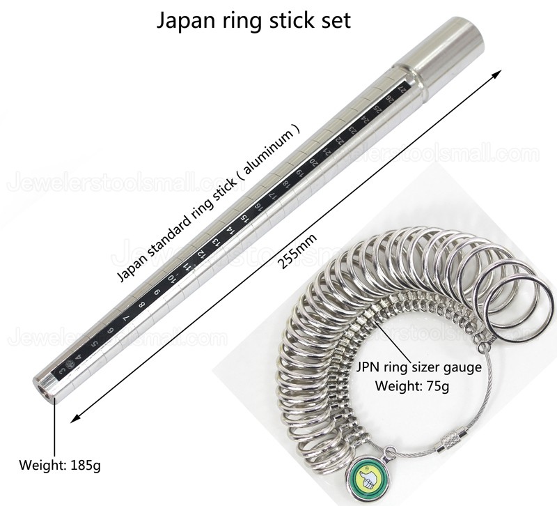 Metal Ring Sizer Set Measuring Ring with Rings Mandrel Sizer Finger Sizing Measuring Stick Ring Jewelry Tools Set