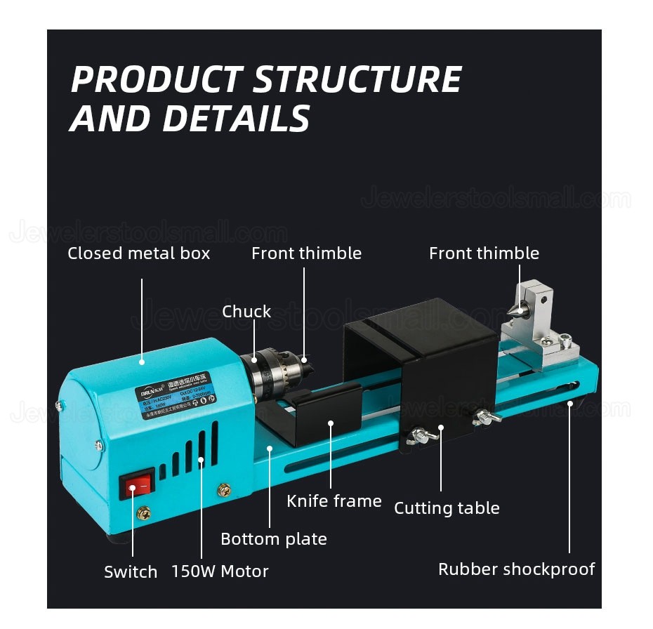 150W Mini Lathe Beads Machine Pearl Lathe DIY Woodworking Lathe Milling Machine