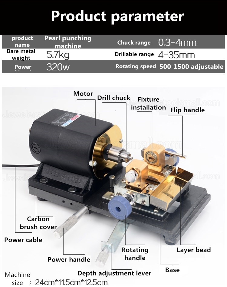 Electric Pearl Punch Machine Jade Beads Hole Punch Drilling Machine Chuck 0.3 4mm