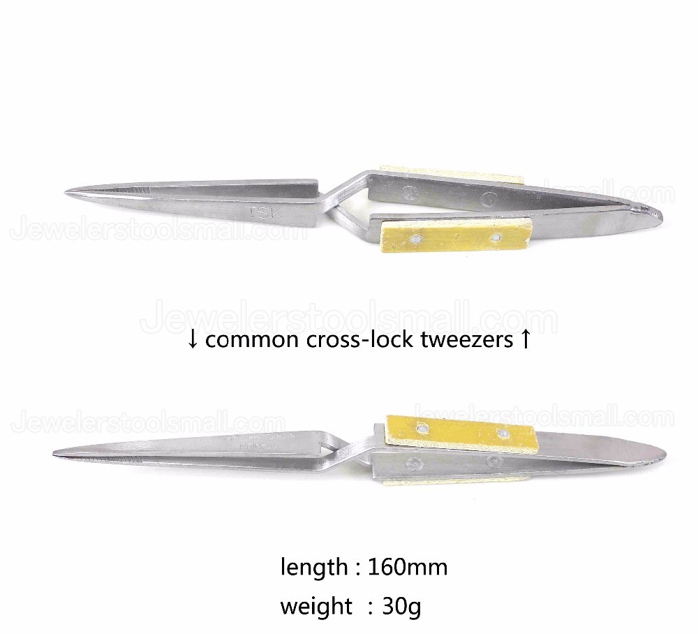 10Pcs Rebound Jewelry Welding Tweezers Curved Straight Soldering Tweezer Selflock Jewelers Jewelry Making Tools