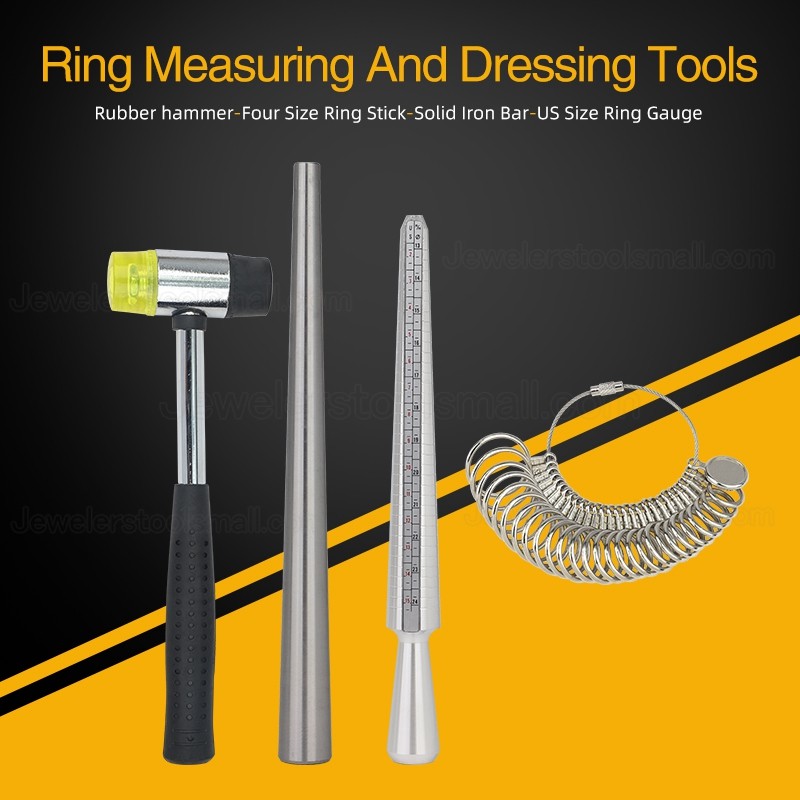 4 Pcs/Kit Ring Enlarger Stick Mandrel Handle Hammers Ring Sizer Finger Measuring Stick