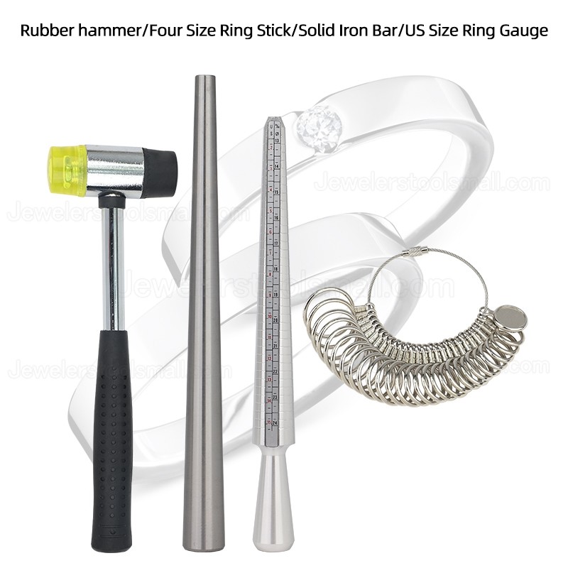 4 Pcs/Kit Ring Enlarger Stick Mandrel Handle Hammers Ring Sizer Finger Measuring Stick