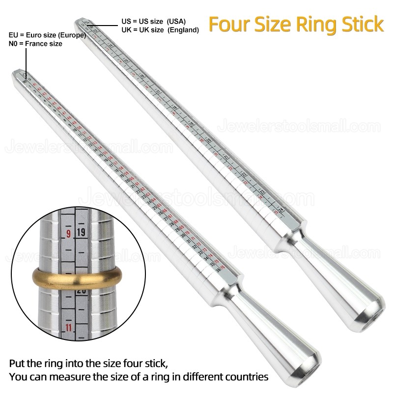 4 Pcs/Kit Ring Enlarger Stick Mandrel Handle Hammers Ring Sizer Finger Measuring Stick