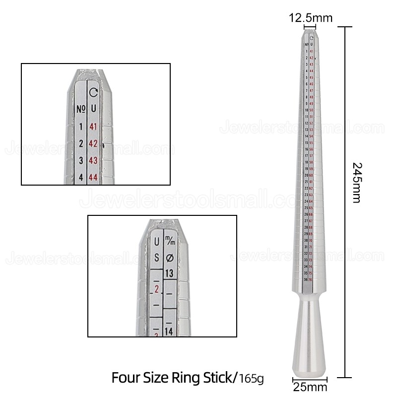 4 Pcs/Kit Ring Enlarger Stick Mandrel Handle Hammers Ring Sizer Finger Measuring Stick