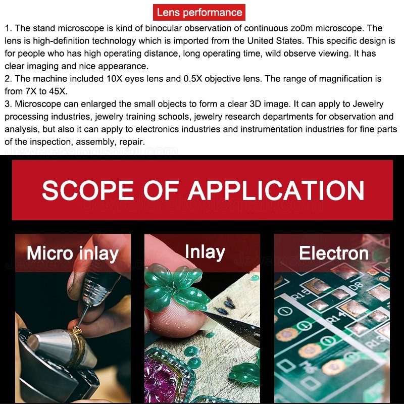 Jewelry Microscope without Magnifier Stand Diamond Setting with LED Light Source