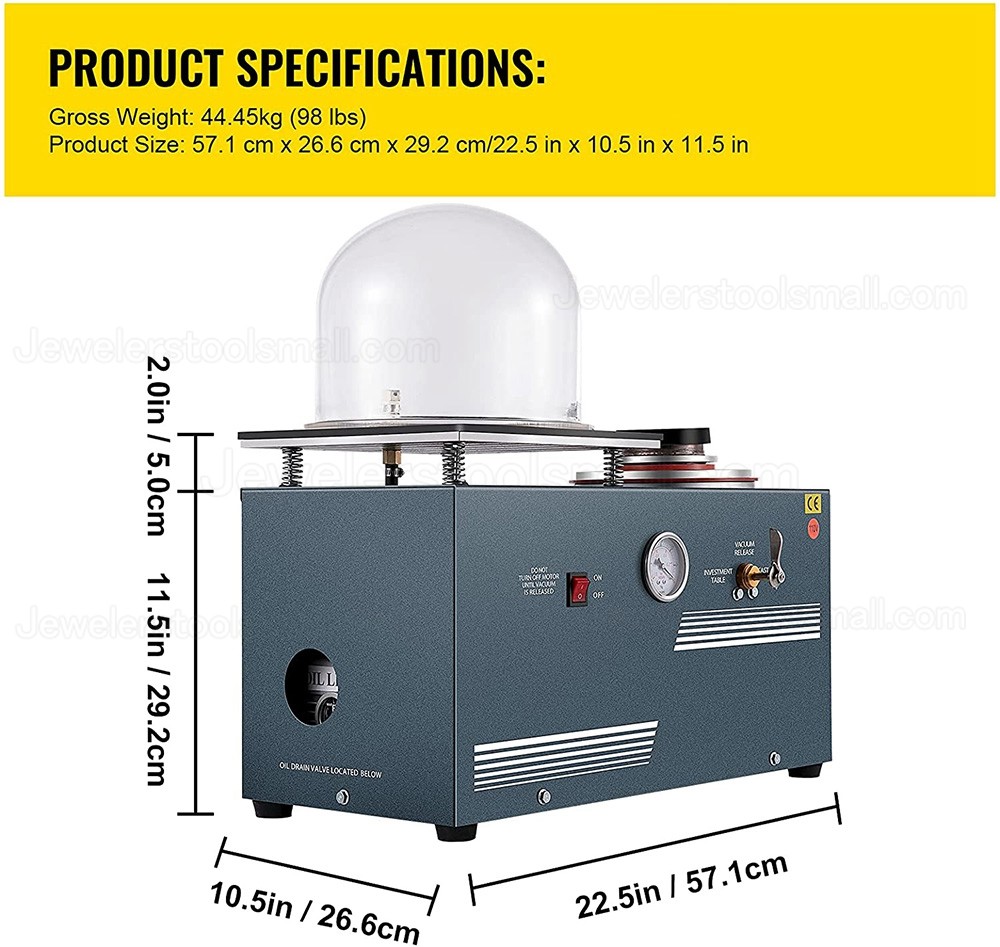 2L Jewelry Vacuum Investing Casting Vacuum Casting Machine with 3 CFM Pump