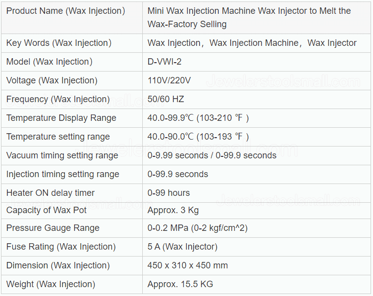 500W Small Automatic Digital Vacuum Wax Injection Machine Wax Injector D-VWI-2