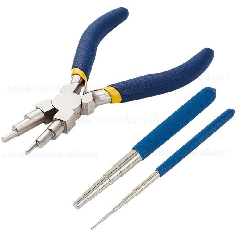 2 Pcs Winding Mandrel and 1 Piece of 6-In-1 Bail Pliers for Wrapping Jewelry Wire and Forming Jump Loops