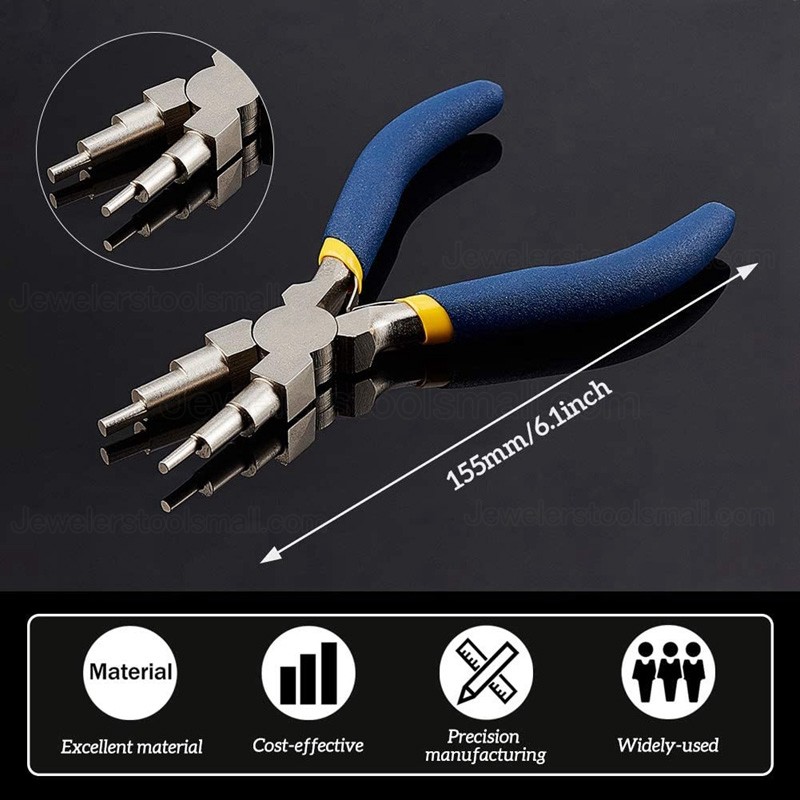 2 Pcs Winding Mandrel and 1 Piece of 6-In-1 Bail Pliers for Wrapping Jewelry Wire and Forming Jump Loops