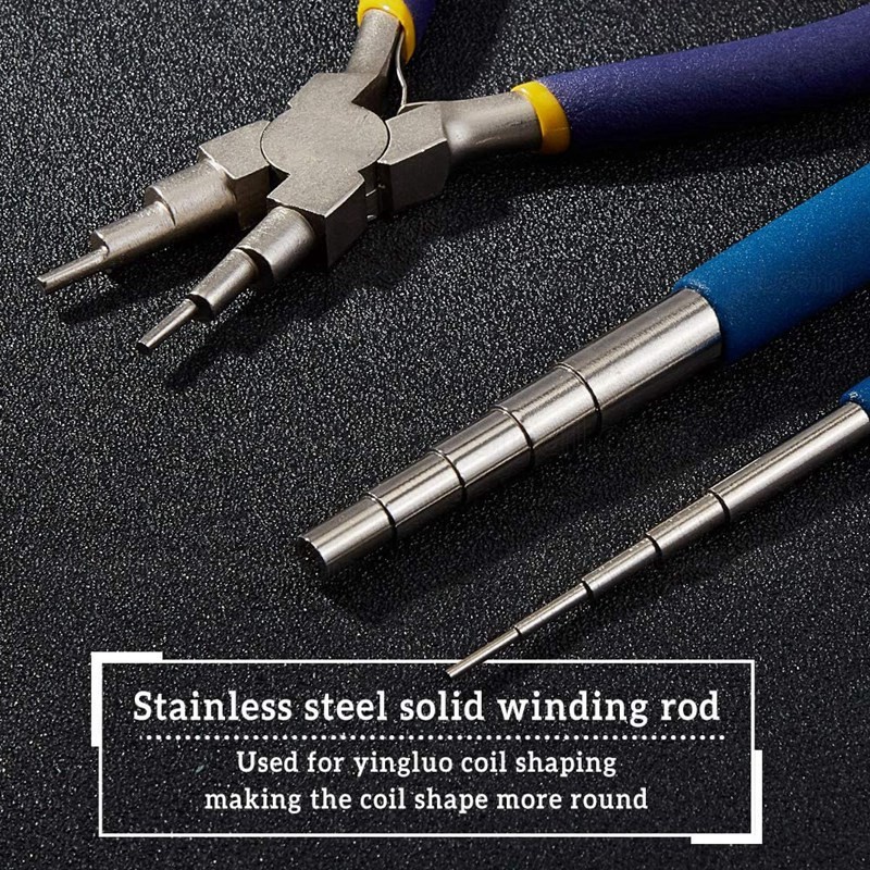 2 Pcs Winding Mandrel and 1 Piece of 6-In-1 Bail Pliers for Wrapping Jewelry Wire and Forming Jump Loops