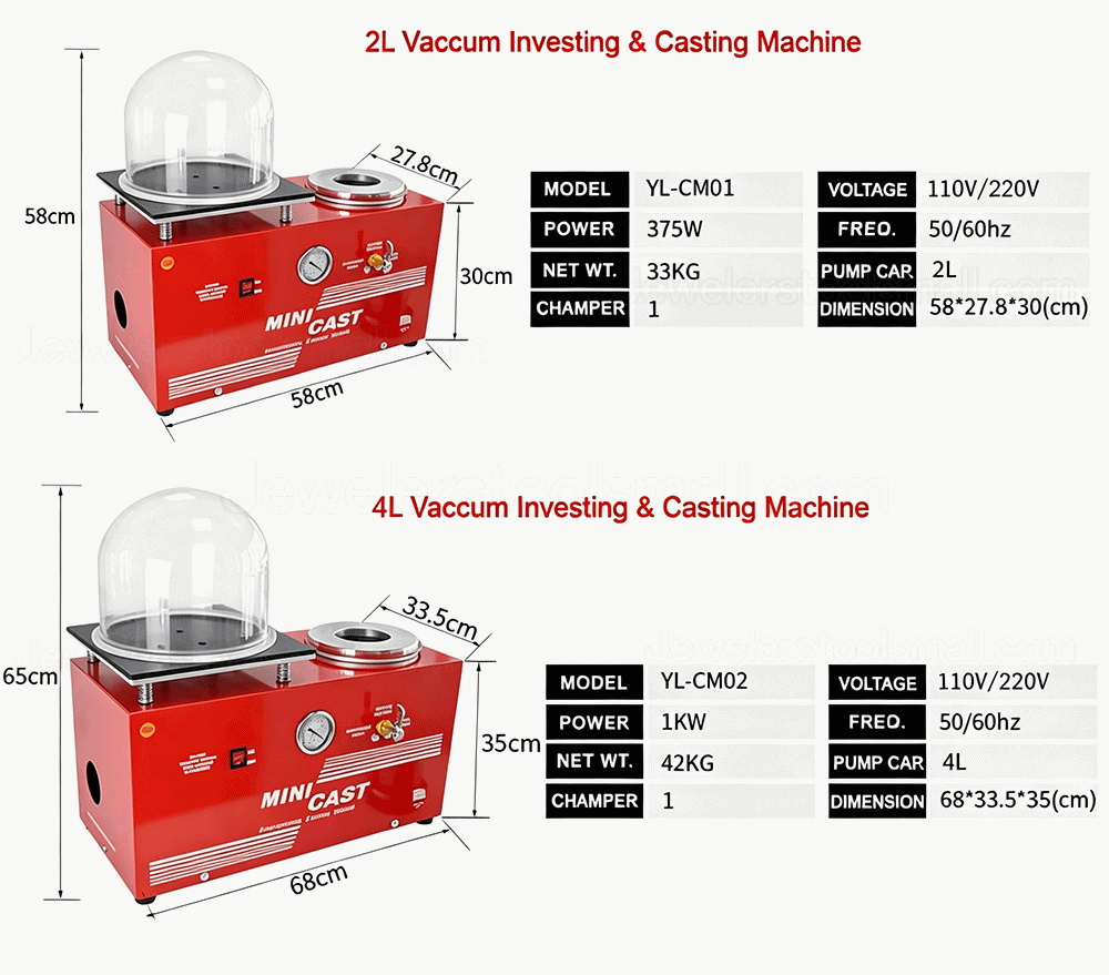 YALI 2L/ 4L Small Jewelry Making Vacuum Casting Machine Metal Gold Casting Recycling Machine