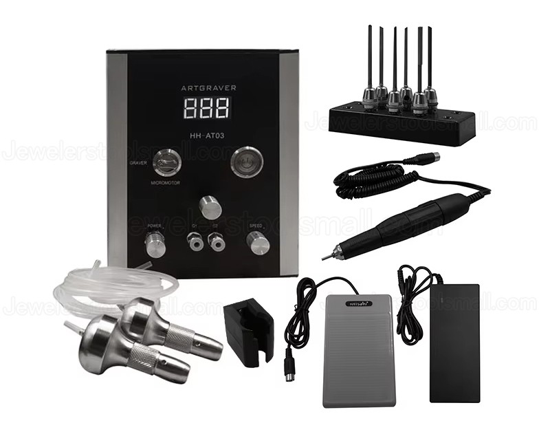 160W Jewelry Making Pneumatic Engraving Machine for Metal Ring Engraver Machine Dual Heads