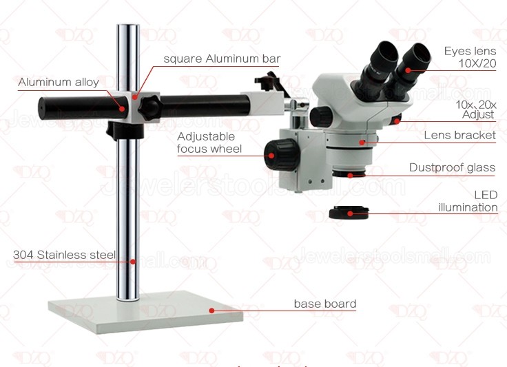 ZQ-70 Jewelry Microscope Gem Microscopy Micro Stone Setting Microscope 7-45X